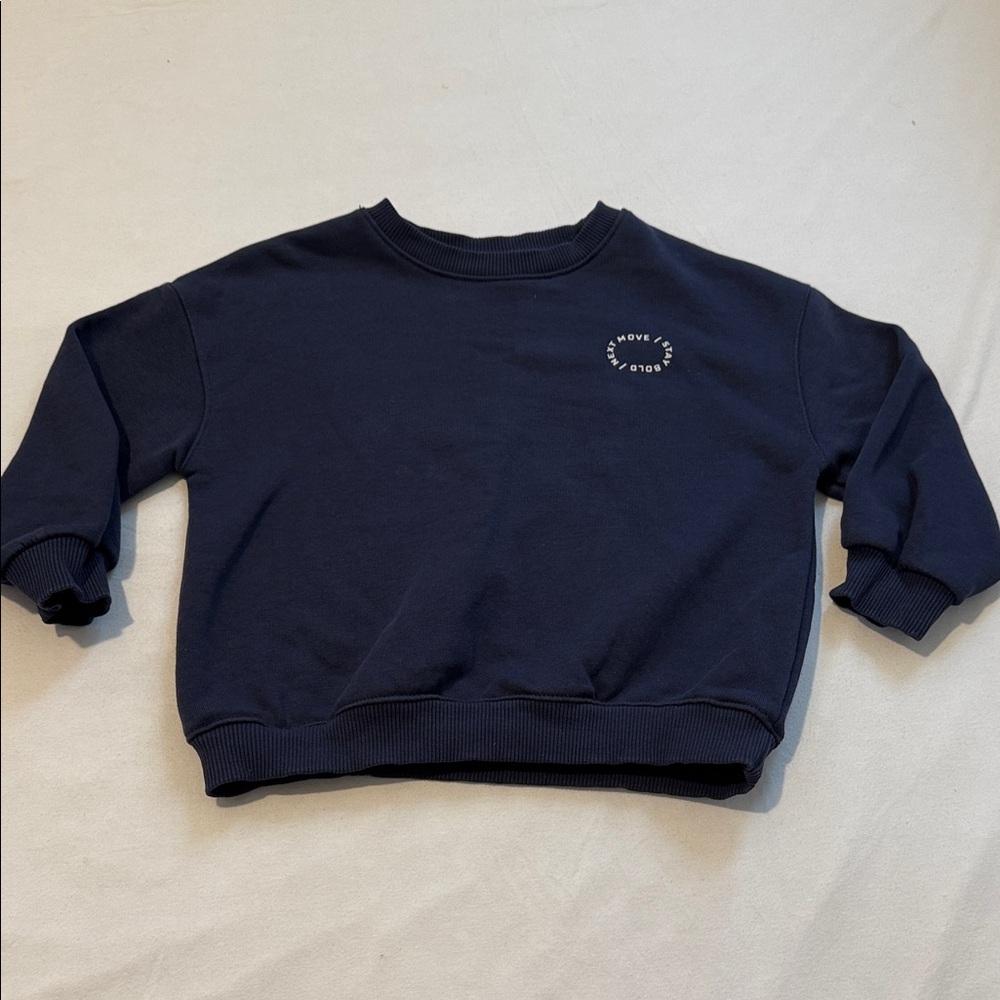 Zara Kids Dark Blue Kids Sweatshirt ‘Next Move Stay Bold’ Sweatshirt Size 3Y